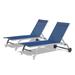 Set of 2 Poolside Chaise Lounge, Beach Lounge Chairs with Wheels, Blue