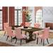 East West Furniture Kitchen Set Consists of a Rectangle Dining Table and Upholstered Chairs, Jacobean (Pieces Options)