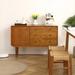 Modern Buffet Cabinet Sideboard with Solid Wood Legs,One Door, Three Drawers and Smooth Metal Rails