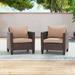 AOOLIMICS Outdoor 2 Chairs Conversation Brown Rattan Patio Sofa Set