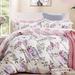 5pc King Rose Cotton Bedding Set Duvet Cover Pink-Purple