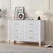 6 Drawer Dresser with Metal Handle for Bedroom, Storage Cabinet with Vertical Stripe Finish Drawer, White