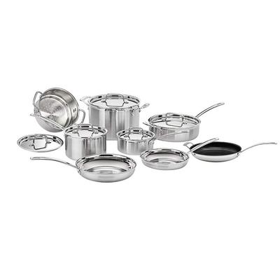 Cuisinart MCP-13 MultiClad Pro Stainless-Steel Cookware 13-Piece Cookware Set, Silver