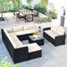 9-piece Outdoor Patio Large Wicker Sofa Set, Rattan Sofa set with Cushion for Garden, Backyard