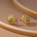 Boucles d'oreilles turquoises en or pour femmes artisanat ancien artisanat classique fleurs