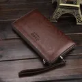 Portefeuille d'affaires en cuir PU pour hommes porte-monnaie long porte-monnaie portable pochette