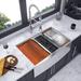 Rainlex 33" L x 22" W Double Basin Farmhouse/Apron Kitchen Sink w/ Accessories 10.0 H x 33.0 W x 22.0 D in gray in Brushed Nickel | Wayfair