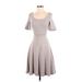 H&M Casual Dress - A-Line: Gray Marled Dresses - Women's Size X-Small