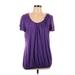 Crave Fame By Almost Famous Short Sleeve Top Purple Print Scoop Neck Tops - Women's Size Large