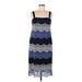 R&M Richards Cocktail Dress - Shift Square Sleeveless: Blue Chevron/Herringbone Dresses - Women's Size 8