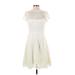 Shoshanna Cocktail Dress - A-Line High Neck Short sleeves: White Solid Dresses - New - Women's Size 4