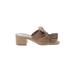 Chinese Laundry Sandals: Slide Chunky Heel Boho Chic Tan Print Shoes - Women's Size 7 1/2 - Open Toe