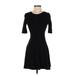 Topshop Casual Dress - Mini Crew Neck Short sleeves: Black Solid Dresses - Women's Size 4