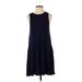 Socialite Casual Dress - A-Line Crew Neck Sleeveless: Blue Print Dresses - Women's Size Small