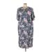 Jessica Simpson Casual Dress - Sheath V-Neck Short sleeves: Gray Floral Dresses - Women's Size 2X