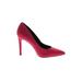 BCBGeneration Heels: Pumps Stilleto Cocktail Party Red Solid Shoes - Women's Size 9 1/2 - Pointed Toe