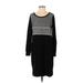 Athleta Casual Dress - Sweater Dress Scoop Neck Long sleeves: Black Print Dresses - Women's Size X-Small