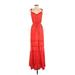 Forever 21 Casual Dress V-Neck Sleeveless: Red Solid Dresses - Women's Size Small