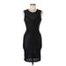 French Connection Cocktail Dress - Bodycon Crew Neck Sleeveless: Black Print Dresses - Women's Size 6