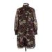 Amanda Uprichard Casual Dress - Shift Turtleneck 3/4 sleeves: Brown Floral Dresses - Women's Size X-Small