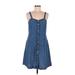 Ann Taylor LOFT Casual Dress - Mini Sweetheart Sleeveless: Blue Print Dresses - Women's Size 8