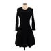 Eliza J Casual Dress - Fit & Flare Crew Neck 3/4 sleeves: Black Solid Dresses - Women's Size Small