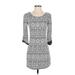 Maurices Casual Dress - Mini Scoop Neck 3/4 sleeves: Gray Aztec or Tribal Print Dresses - Women's Size X-Small