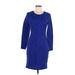 H&M Casual Dress - Sheath Crew Neck 3/4 sleeves: Blue Dresses - Women's Size Medium