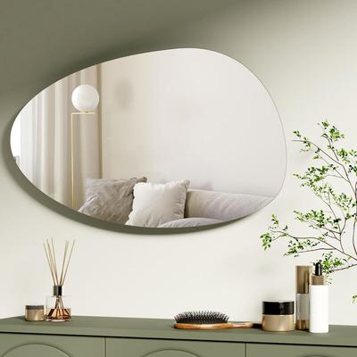 S'AFIELINA Wandspiegel asymmetrisch 85×50cm ohne Rahmen Deckospiegel Badspiegel für Wohnzimmer,