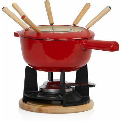 13-teiliges Gusseisen Fondue Set für 6 Personen, 2 l, emailliert, mit Brenner und Gabeln - Mahlzeit