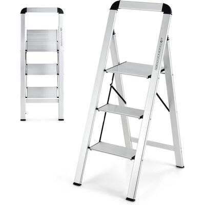 Costway - Trittleiter 3 Stufen Stehleiter, Aluminium Klappleiter bis 150 kg, Klapptritt Klappbar &