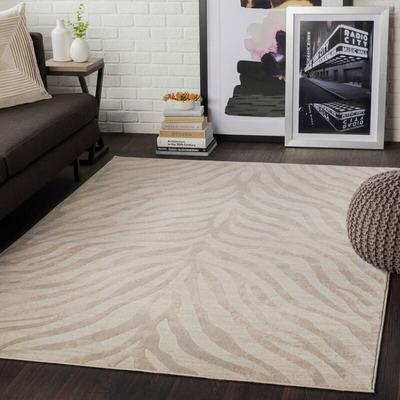 Surya - Teppich Kurzflor Wohnzimmer Boho Zebra Design Grau und Beige 200 x 275 cm