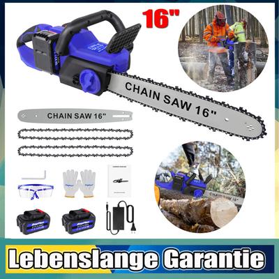 Kettensäge mit Akku und Ladegerät 16 Zoll Einhand Elektrische Kettensäge+zubehör Image