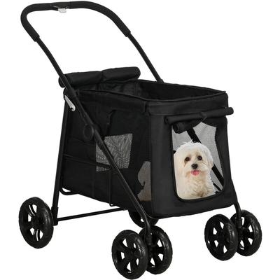 PawHut Hundewagen, faltbarer Hundebuggy, Hundetrolley mit Kissen, Katzenbuggy bis 20 kg,