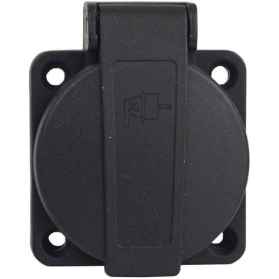Schuko Einbausteckdose Anbausteckdose 1-Fach 16A 230V IP54 Schwarz Schraubanschluss Image