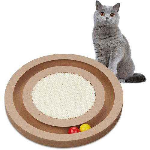 Katzen Kratzbrett, ø 27,5 cm, mdf & Sisal, Katzenspielzeug Beschäftigung, Kratzrondell mit