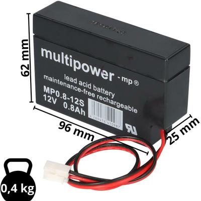 Blei-Akku MP0,8-12JST Pb 12V 0,8Ah Kabel mit JST-Buchse - Multipower Image