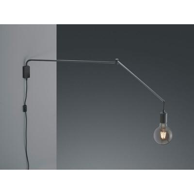 Schwenkbare Wandlampe line - schwarze Kabelleuchte mit Schnurschalter & Stecker