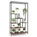 Costway 6-Tier Tall Plant Stand 71" Metal Indoor Plant Shelf with 10 Hanging Hooks-Rustic Brown