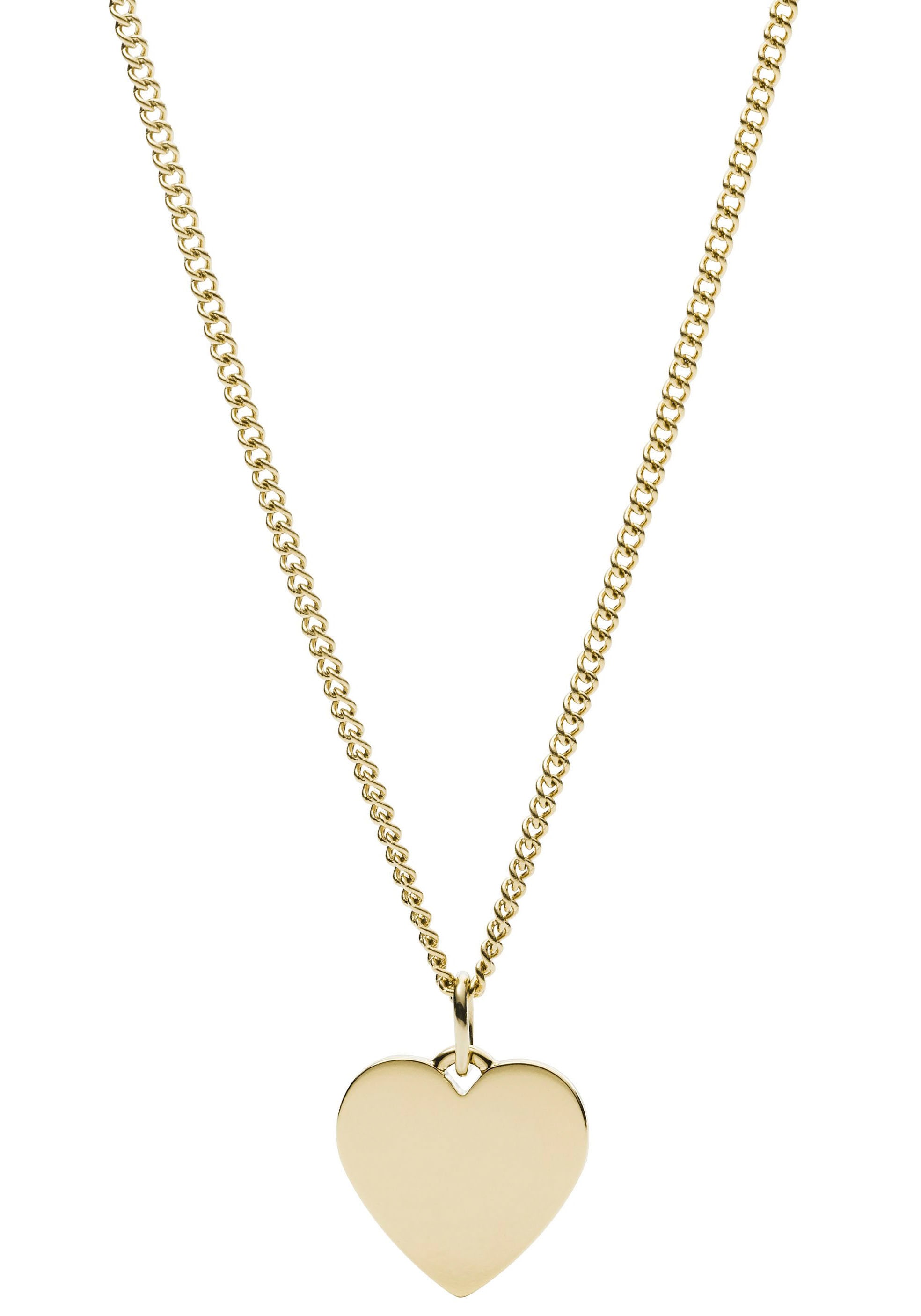 Kette mit Anhänger FOSSIL "Schmuck Edelstahl DREW HEART VINTAGE ICONIC Herz", gold (gelbgoldfarben), Halsketten, Damen, Edelstahl, L: 51 Image
