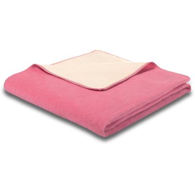 Wohndecke BIEDERLACK "Wohndecke Doubleface mit geketteltem Zierstich", pink (pink, ecru), B:150cm L:200cm, Baumwolle, Polyacryl, Polyester, Wohndecken, Made in Germany Image