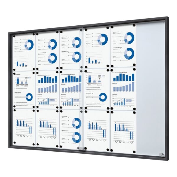 Showdown Displays Abschließbarer Schaukasten »SLIM« 18x A4 grau, 134.6x94.8x5 cm Image