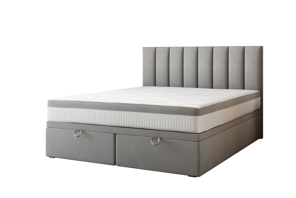 Ensemble sommier et matelas en velours gris 160x200