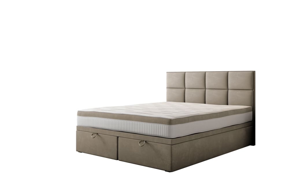 Ensemble sommier et matelas en velours beige 180x200