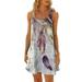 VBARHMQRT Tennis Dresses for Women Women Summer Casual Fashion Beach Vacation Round Neck Sleeveless Colorful Feather Print Dress Midi Dresses for Women Casual Dresses for Women 2024