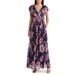 Floral Print Tie Waist Maxi Dress - Purple - Eliza J Dresses