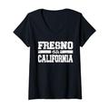 Damen Fresno, Kalifornien, Texas, Vintage-Sportdesign T-Shirt mit V-Ausschnitt