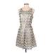 Charming Charlie Cocktail Dress - A-Line Scoop Neck Sleeveless: Silver Chevron Dresses - Women's Size Medium