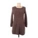 American Eagle Outfitters Casual Dress - Sweater Dress Scoop Neck Long sleeves: Brown Dresses - Women's Size Medium