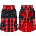Dog Coat with Harness. Waterproof. Winter Jacket for Small Medium Dogs. Padded Coat. Reflective Vest. Puppy Coat Harness (Checkered Red)